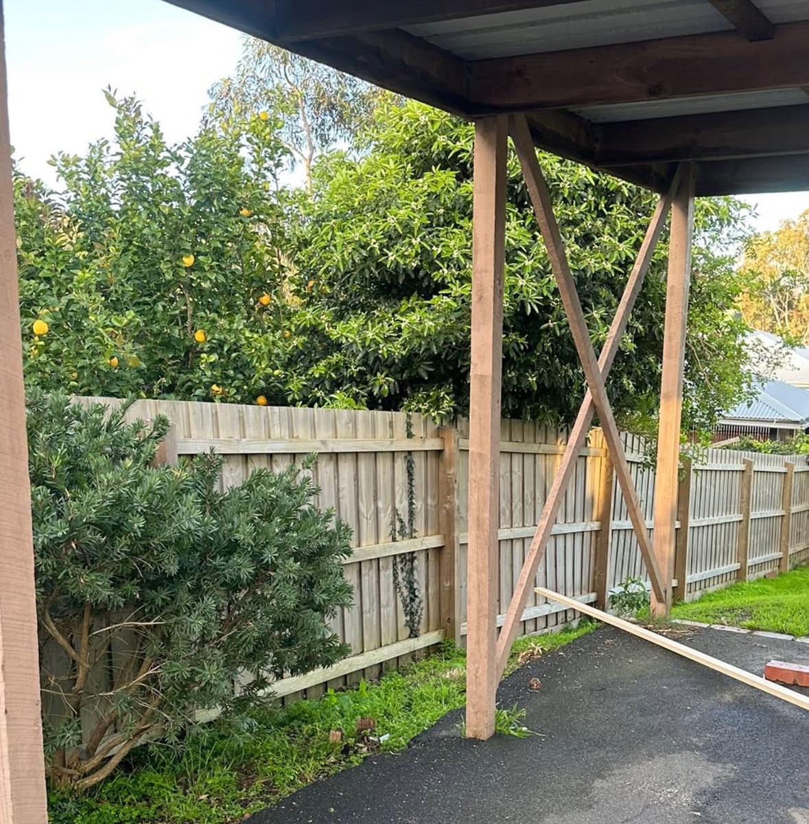 Carport and existing fence before timber screening was added